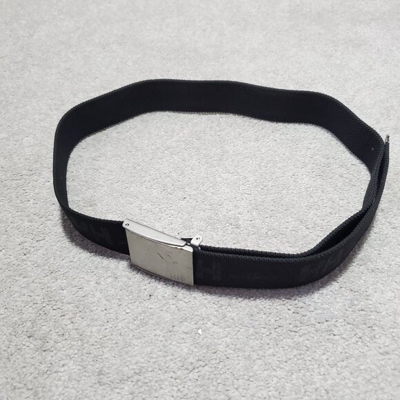HELLY HANSEN Workwear Belt Nylon Canvas Logo Metal Clasp Black Silver Men's 38 - Picture 2 of 7